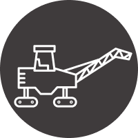 Milling and reclamation icon, gray