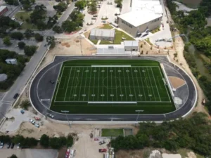 A new track around the football field, courtesy of RDC Paving.