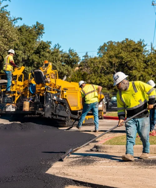 RDC Paving crew installing new asphalt pavement