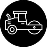 Asphalt paving icon, black