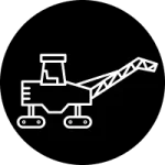 Milling and reclamation icon, black