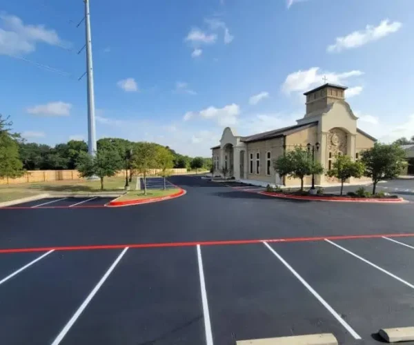 A local church with a new parking lot and striping.