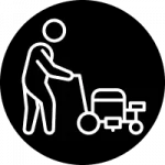 Pavement markings and striping icon, black