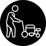 Pavement markings and striping icon, black