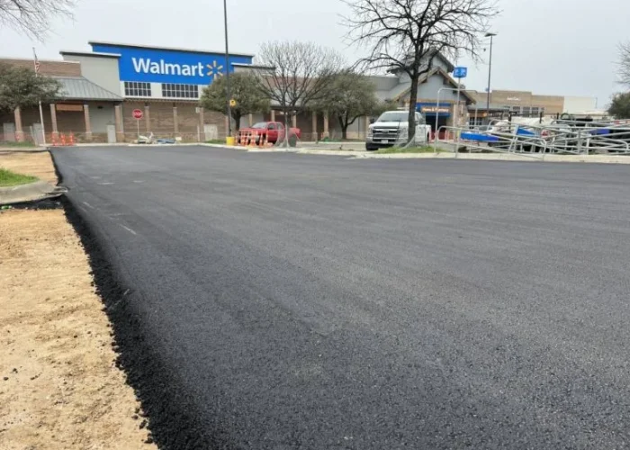 New asphalt laid for Walmart.
