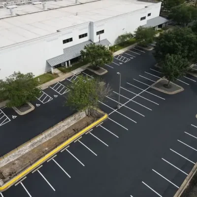 Asphalt parking lot after striping